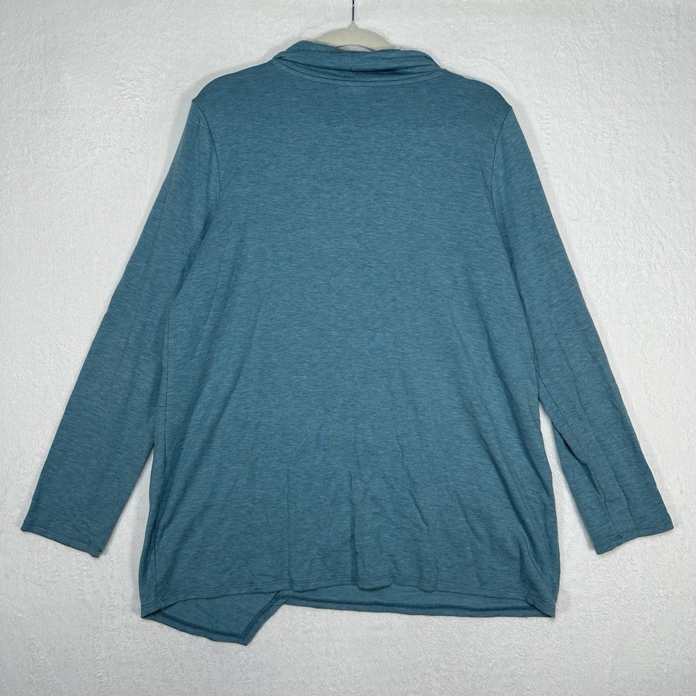 J. Jill Pure Jill Luxe Tencel Cowl‎ Neck Top L Teal Asymmetric Hem Comfycore - Picture 8 of 9